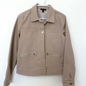 TRIBAL Stretch Utility Jacket Beige PS Cotton Blend Classic Minimalist Neutral